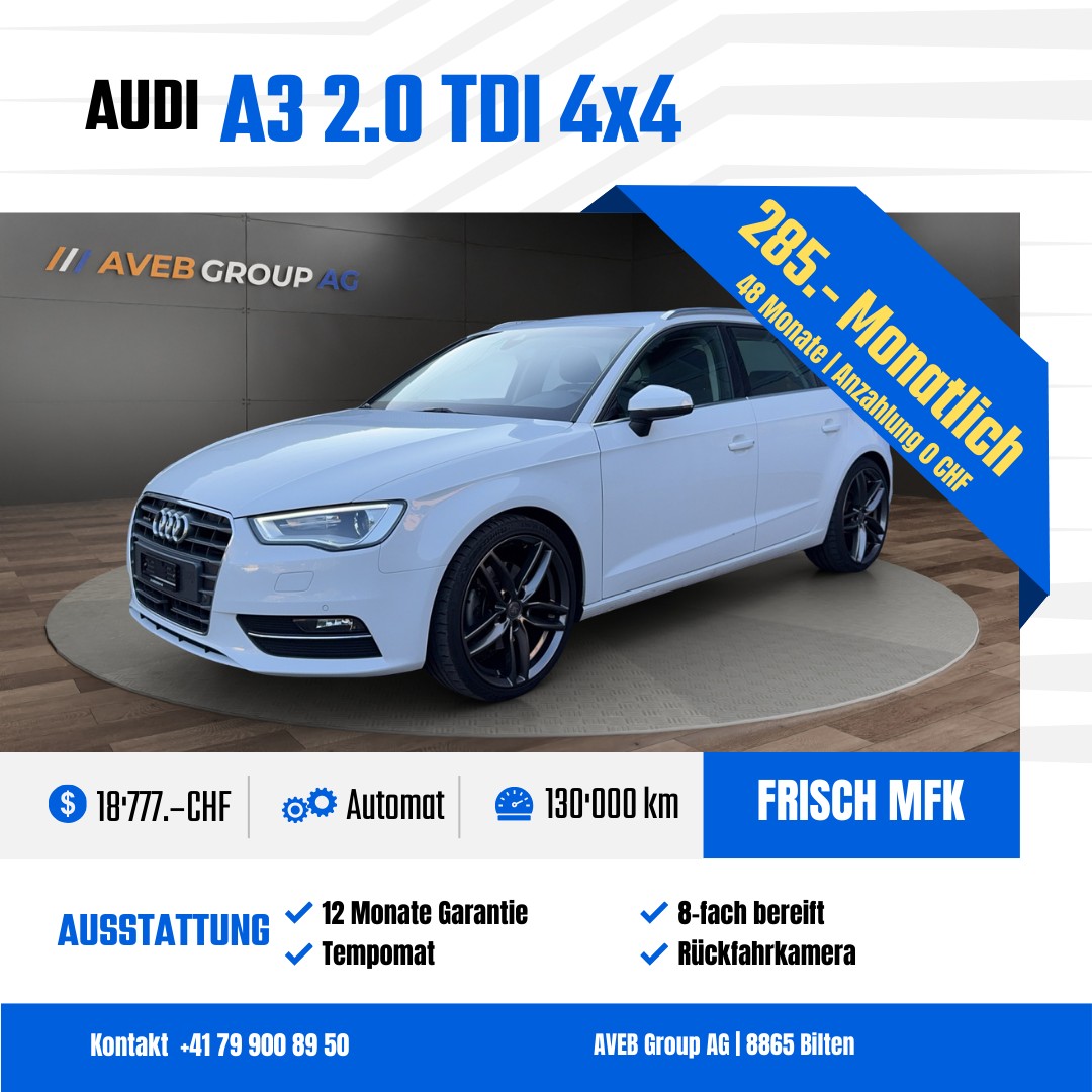 AUDI A3 Sportback 2.0 TDI 184 Ambition qu. S-Tr.